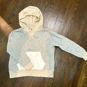 MONROW Women's size XS hoodie. Front pocket. Heather gray, oatmeal, white